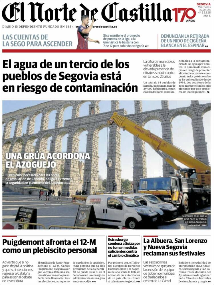 Portada de Norte de Castilla - Segovia (España)