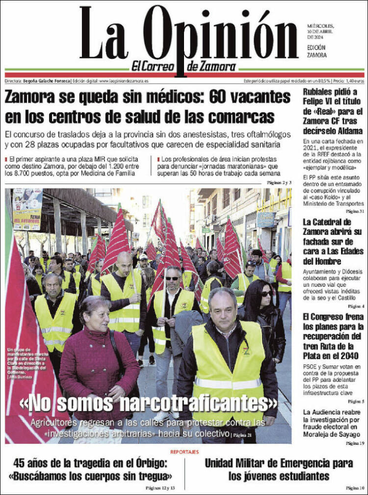 Portada de La Opinión - El Correo de Zamora (España)