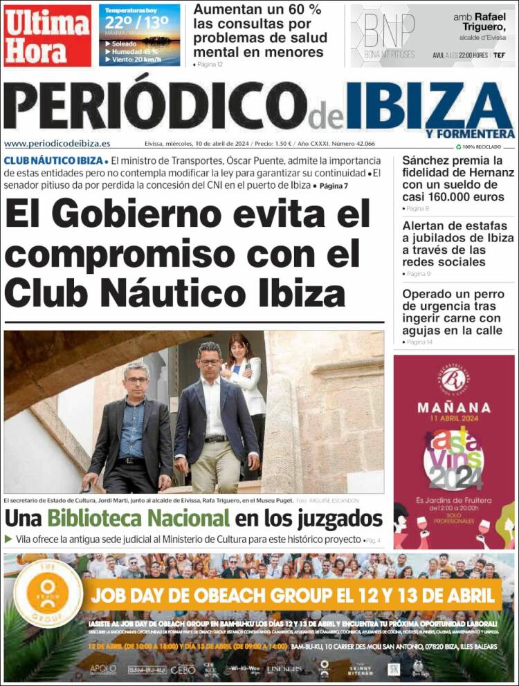 Portada de Periódico de Ibiza (España)