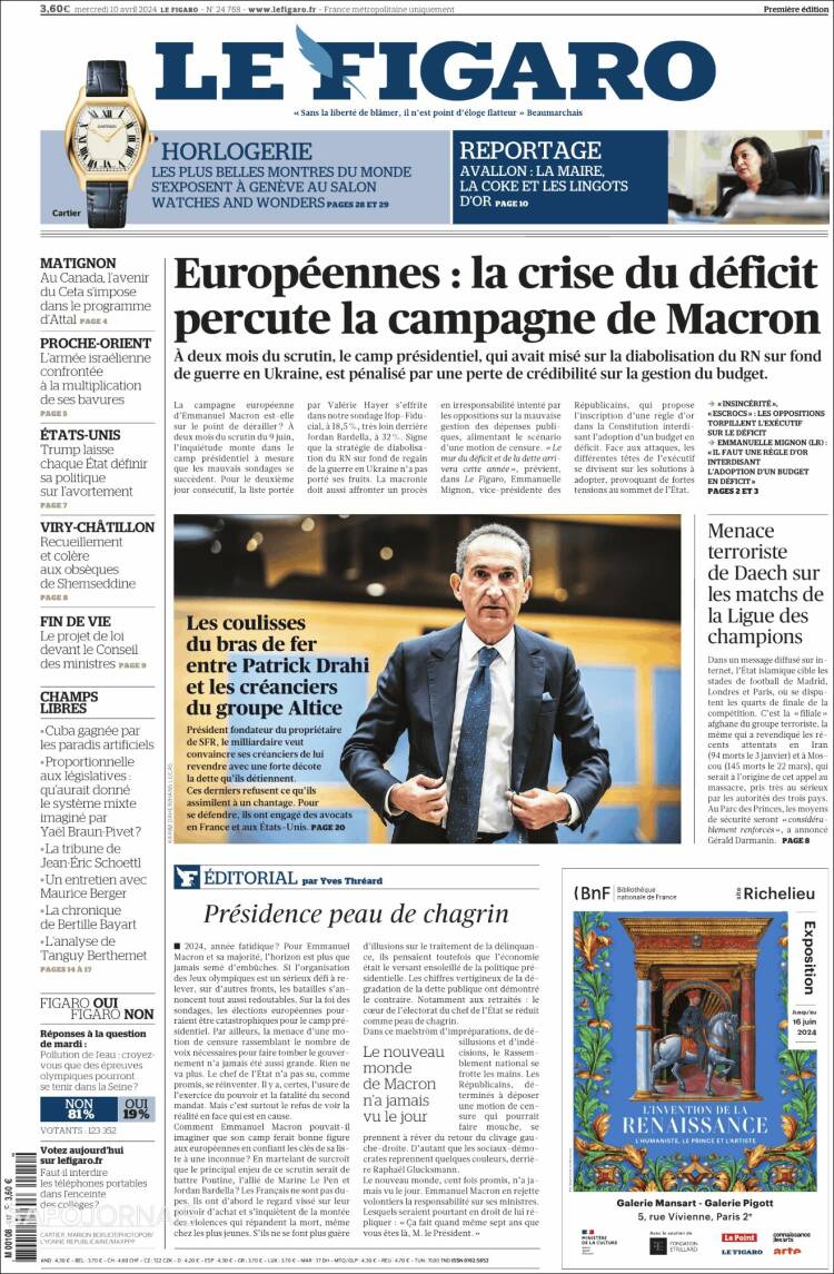 Portada de Le Figaro (Francia)