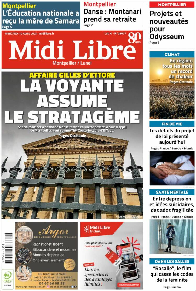 Portada de Midi Libre (Francia)