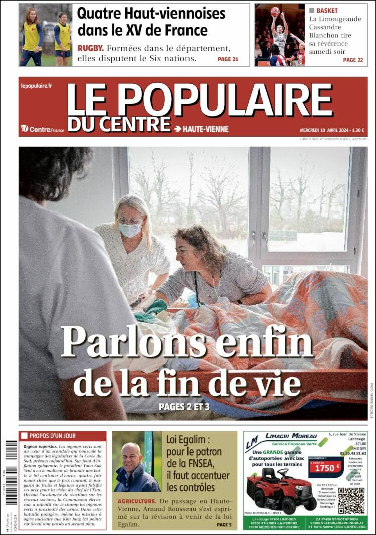 Portada de Le Populaire du Centre (Francia)