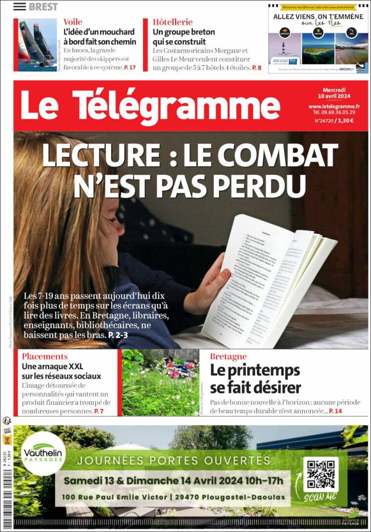 Portada de Télégramme (Francia)