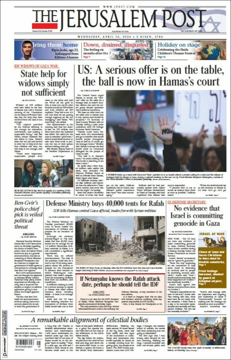 Portada de The Jerusalem Post (Israel)