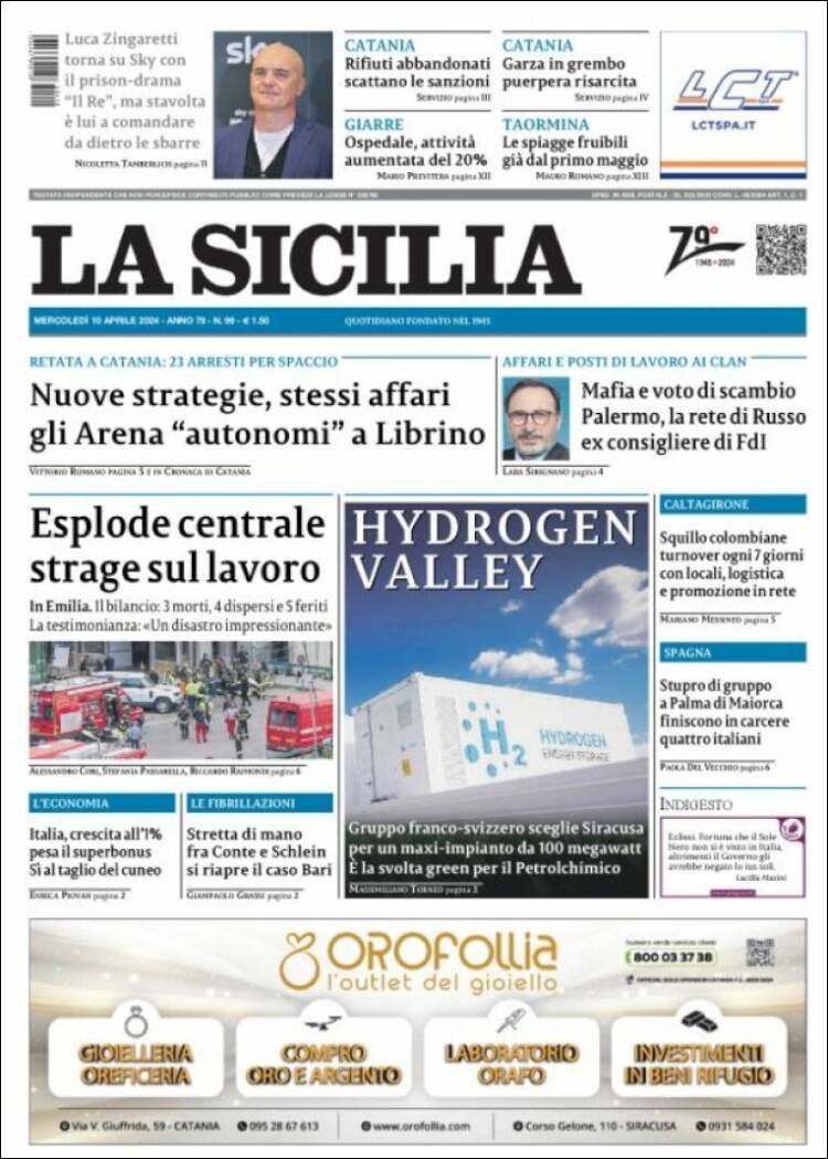 Portada de La Sicilia (Italia)