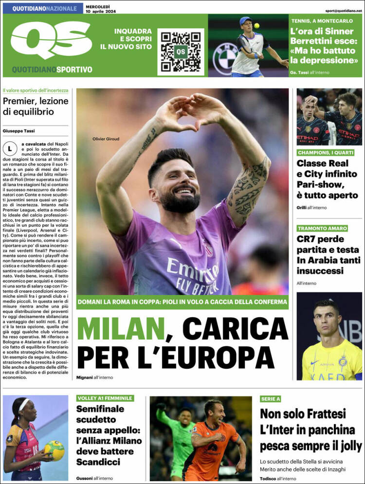 Portada de Quotidiano Sportivo (Italia)