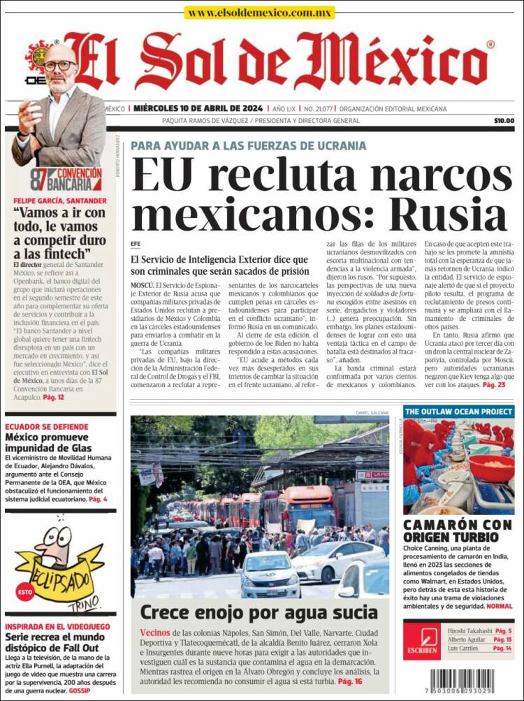 Portada de El Sol de México (México)