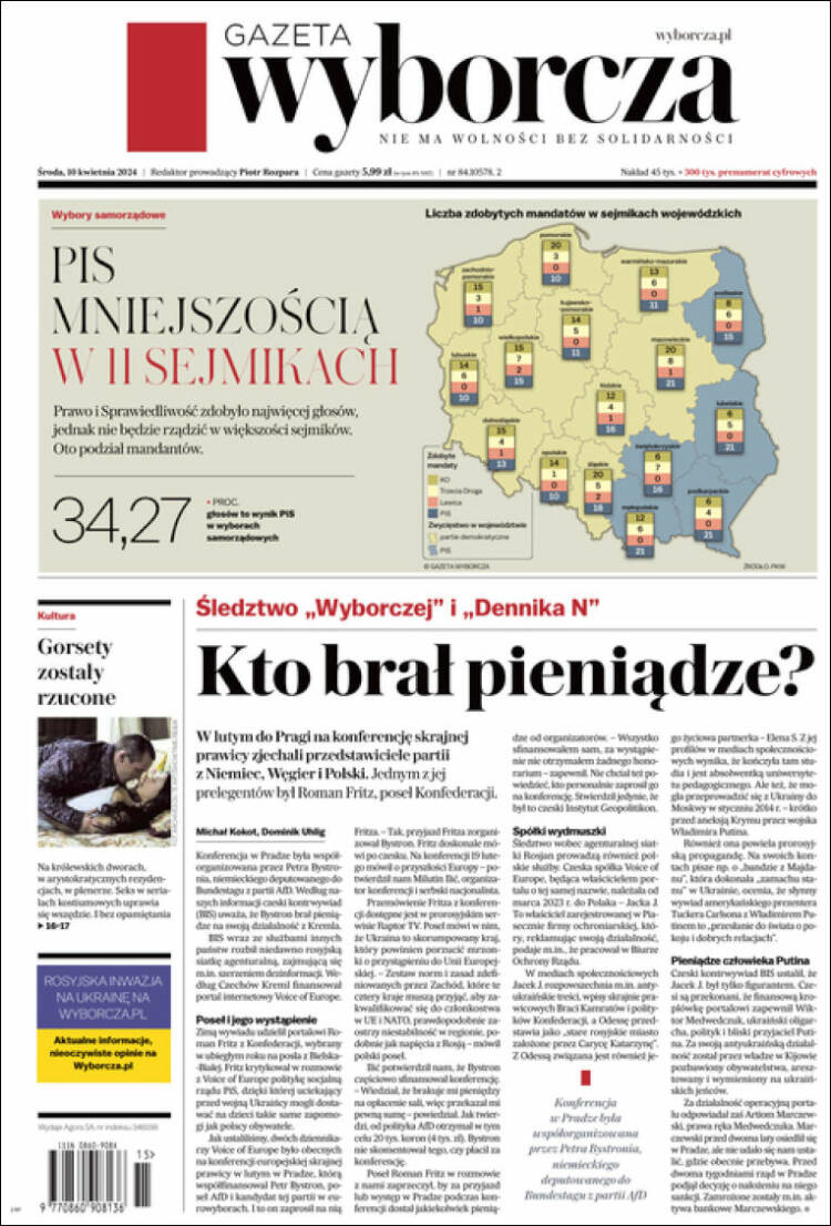 Portada de Gazeta Wyborcza (Polonia)