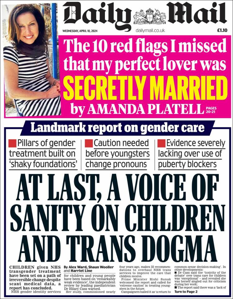 Portada de Daily Mail (Reino Unido)