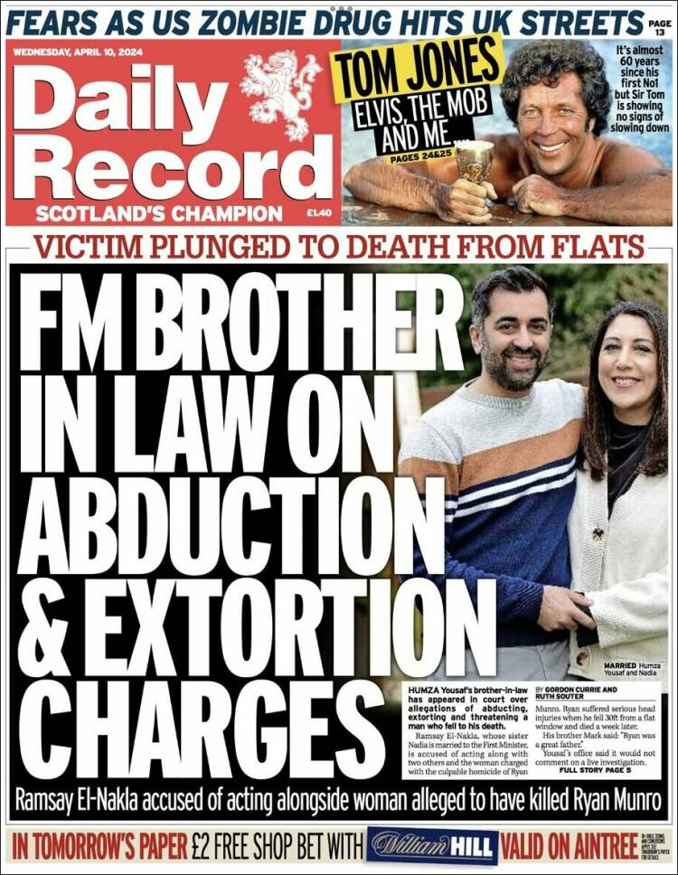 Portada de Daily Record (Reino Unido)