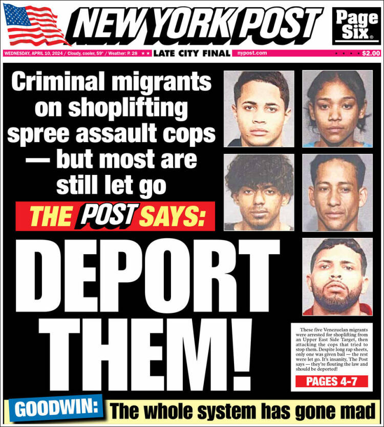 Portada de New York Post (USA)