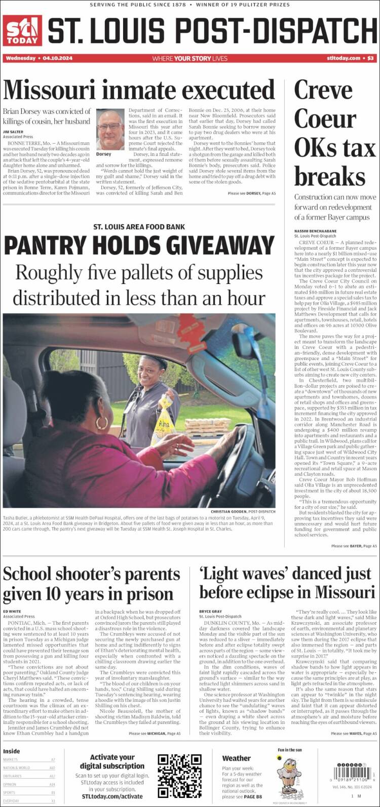 Portada de St. Louis Post-Dispatch (USA)