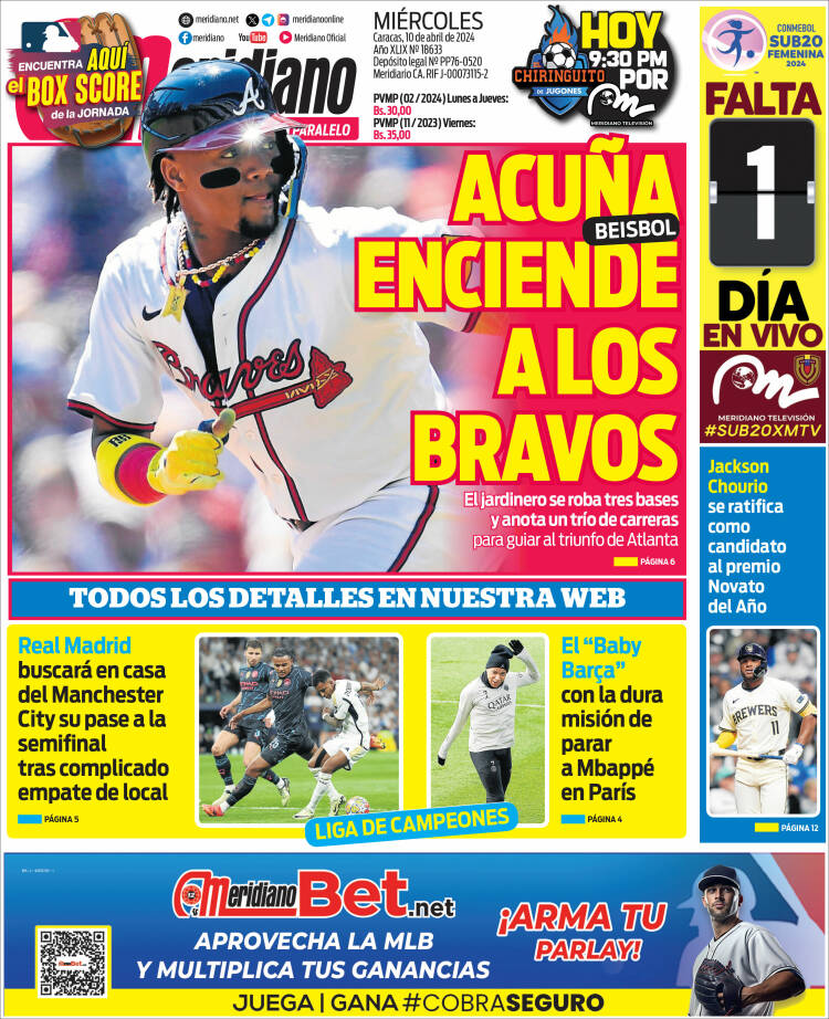 Portada de Meridiano (Venezuela)