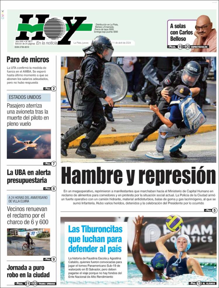 Portada de Diario Hoy (Argentina)