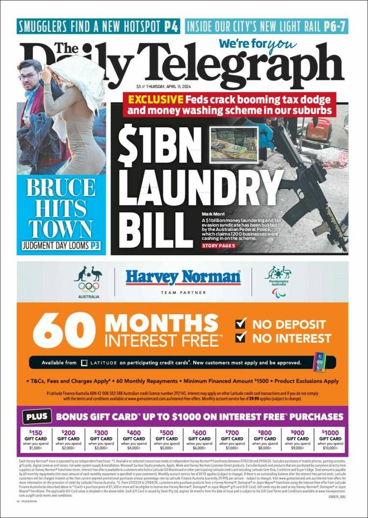 Portada de The Daily Telegraph (Australia)