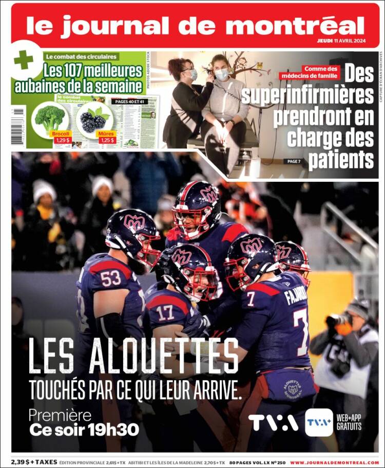 Portada de Le Journal de Montréal (Canadá)