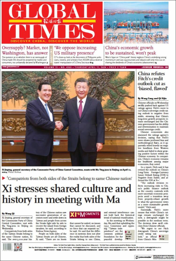 Portada de The Global Times (China)