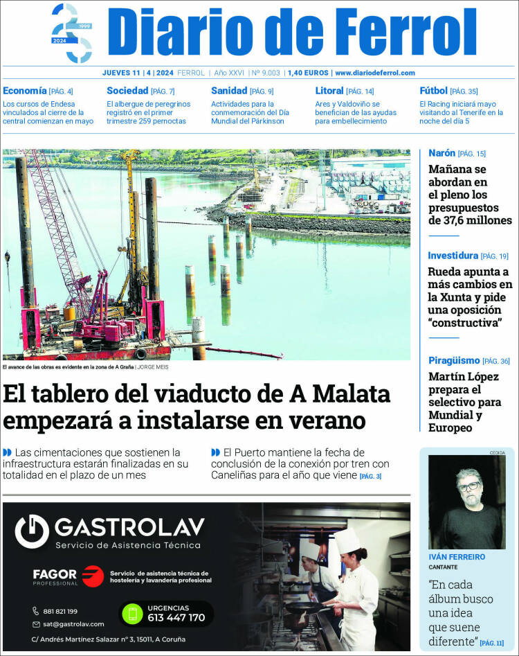 Portada de Diario de Ferrol (España)