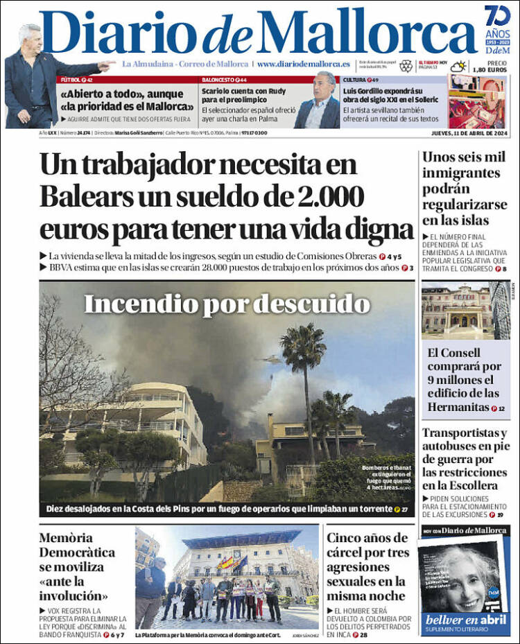 Portada de Diario de Mallorca (España)