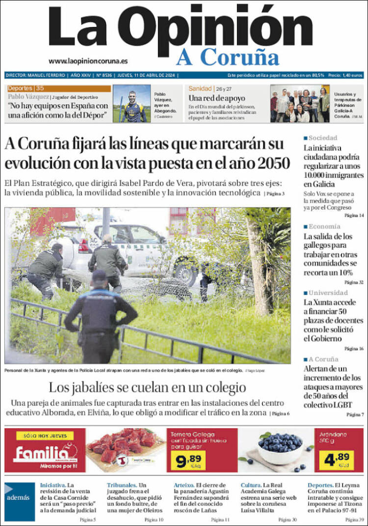 Portada de La Opinión de A Coruña (España)