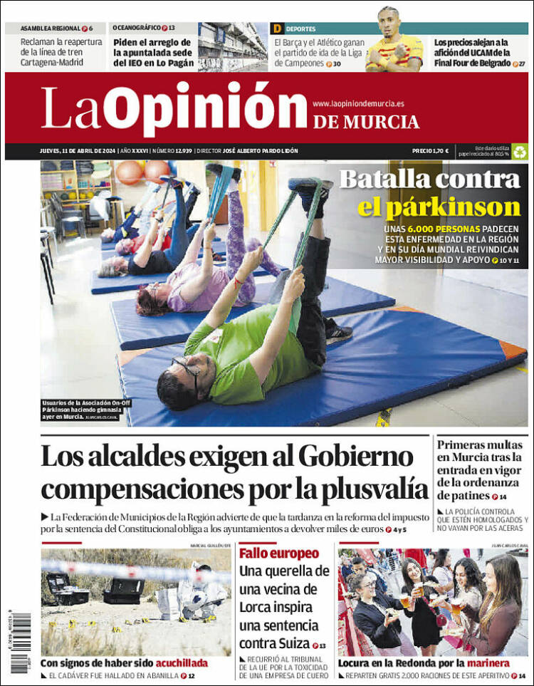 Portada de La Opinión de Murcia (España)