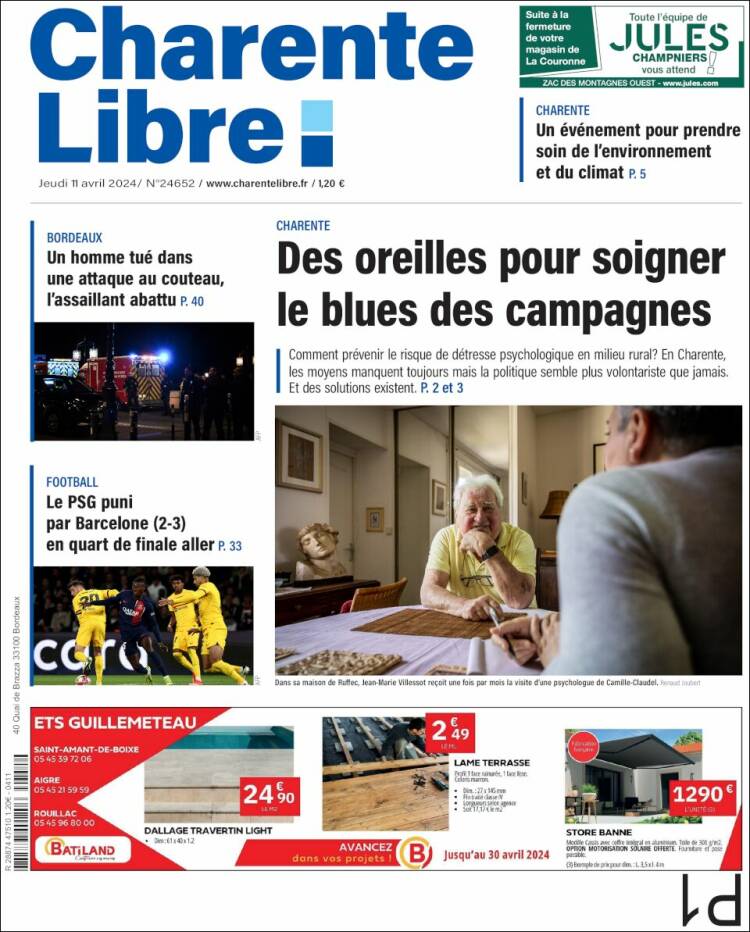Portada de Charente Libre (Francia)