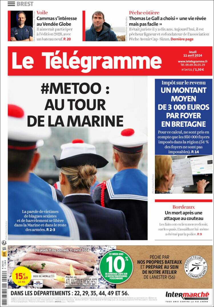 Portada de Télégramme (Francia)