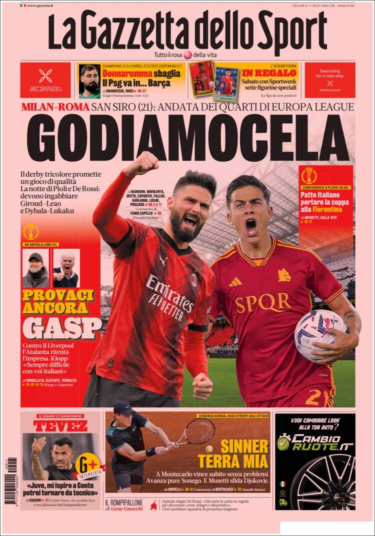 Portada de La Gazzetta dello Sport (Italia)