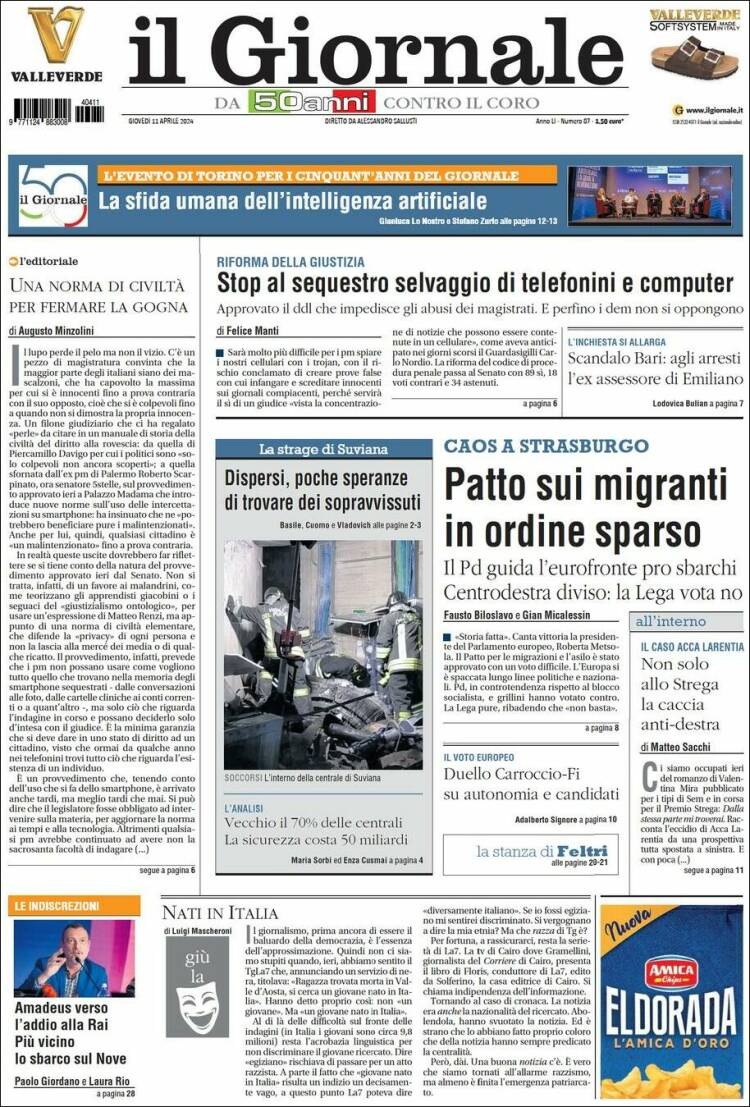 Portada de il Giornale (Italia)