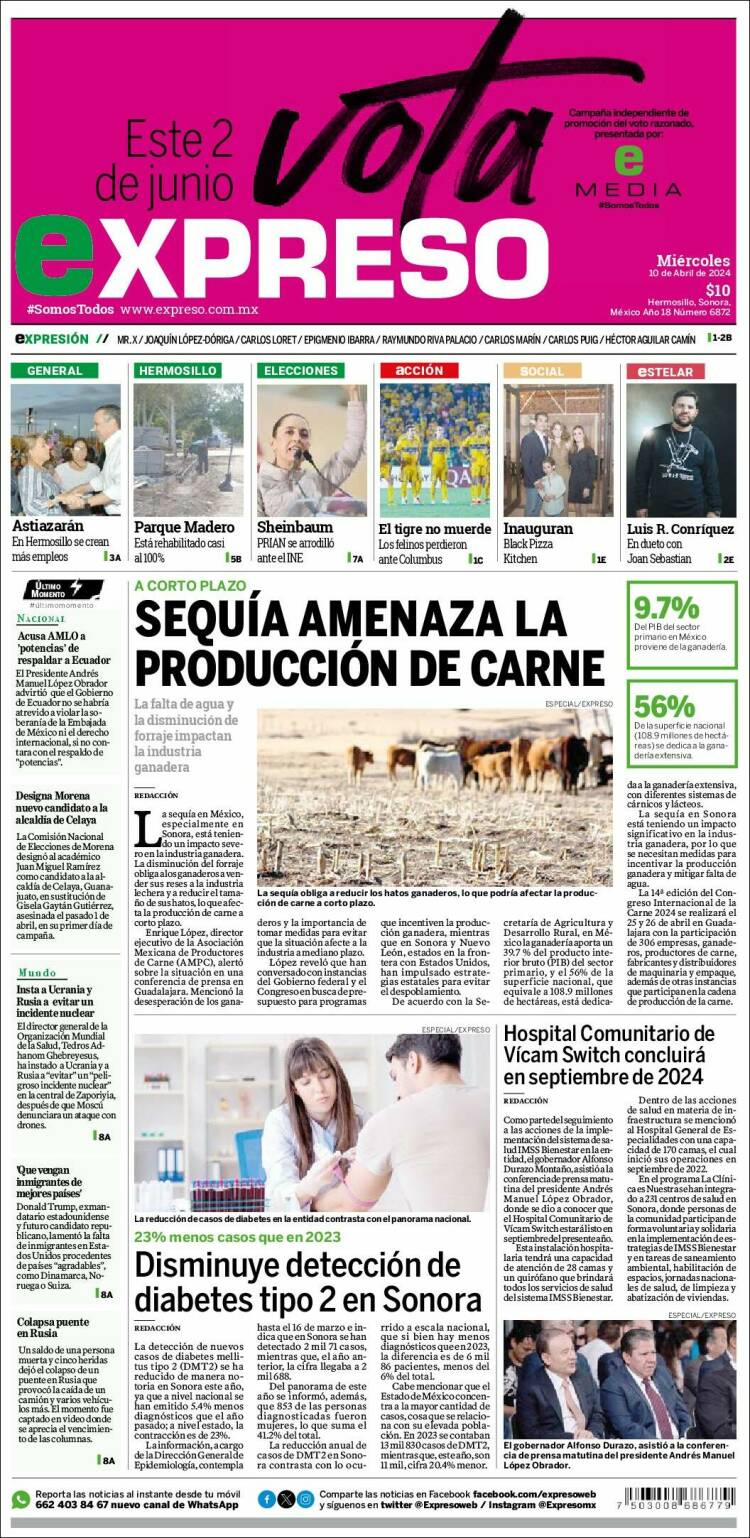 Portada de Expreso (M&eacute;xico)