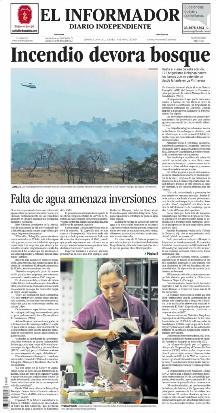 Portada de El Informador (M&eacute;xico)