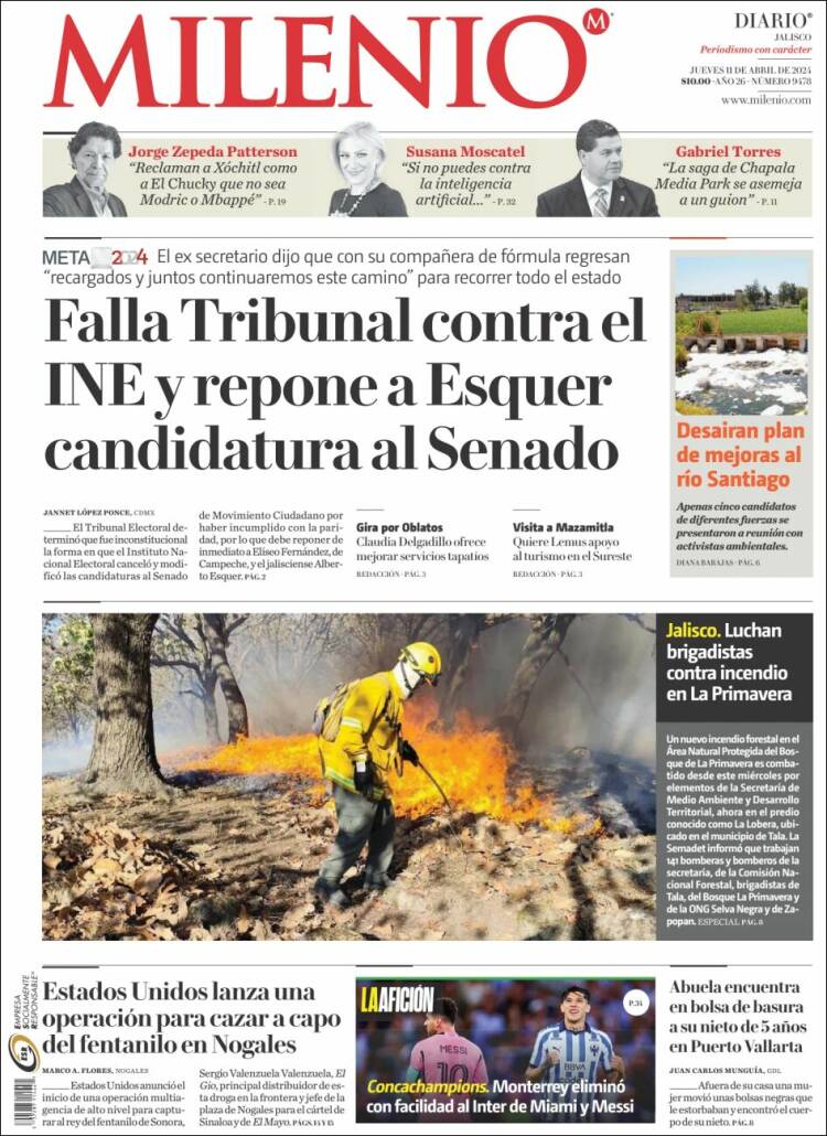 Portada de Milenio - Jalisco (M&eacute;xico)