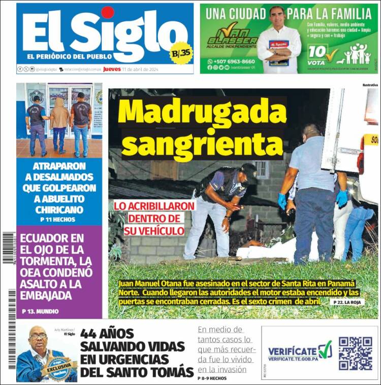 Portada de El Siglo (Panam&aacute;)