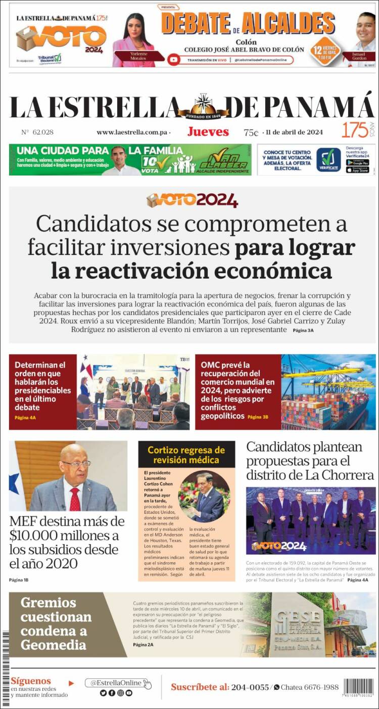 Periódico La Estrella De Panamá (Panamá). Periódicos De Panamá. Edición ...