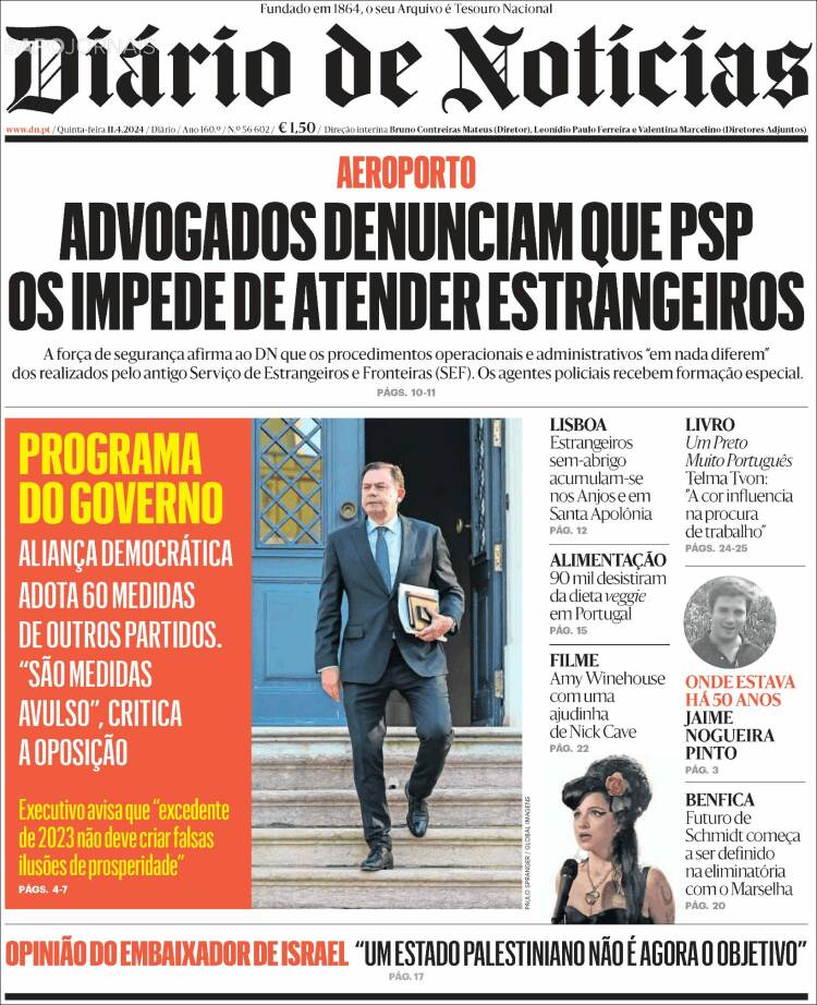 Portada de Diário de Noticias (Portugal)
