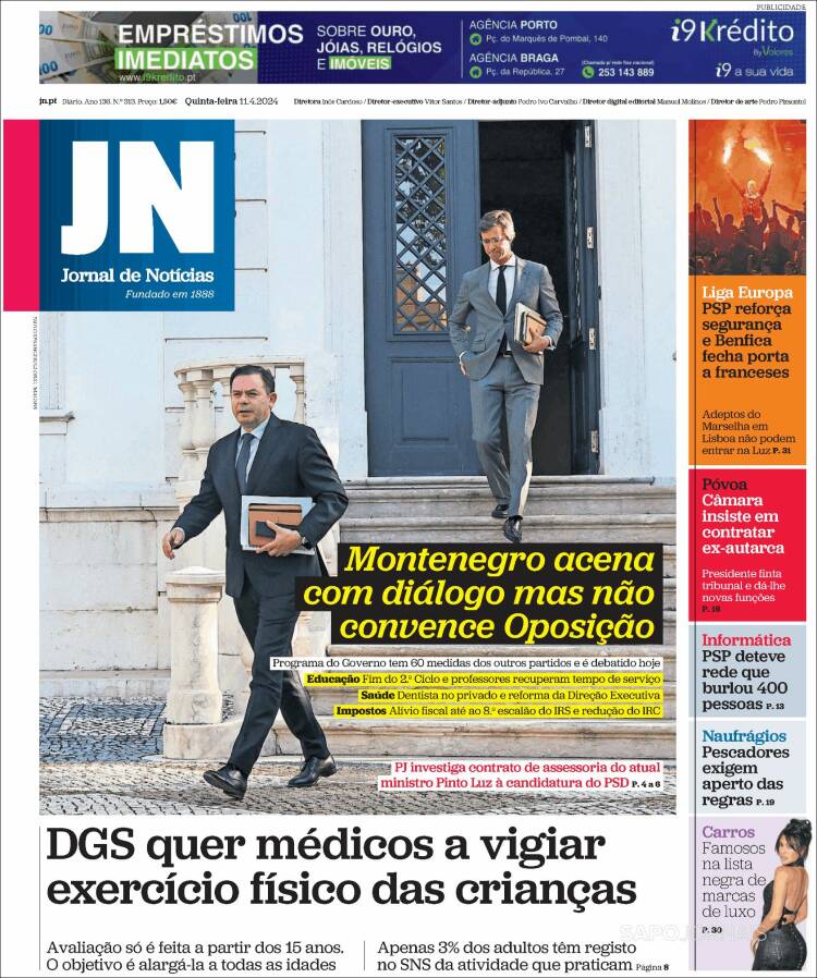 Portada de Jornal de Notícias (Portugal)