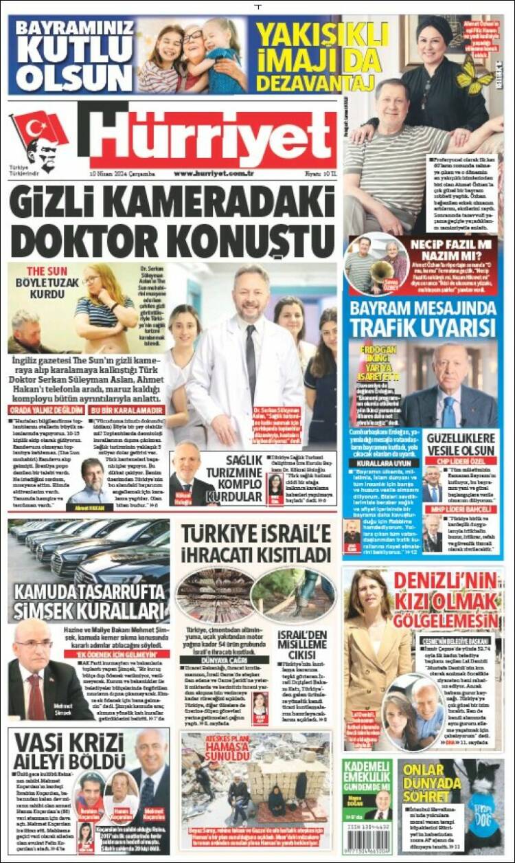 Portada de Hürriyet (Turqu&iacute;a)