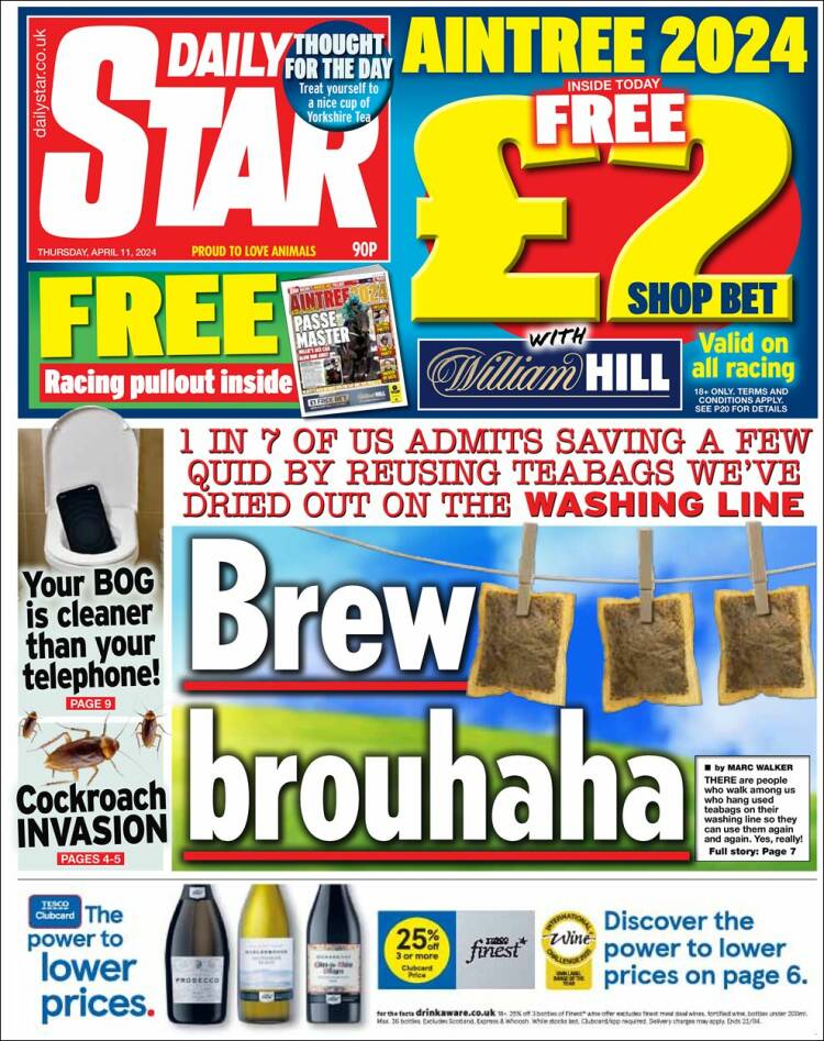 Portada de Daily Star (Reino Unido)