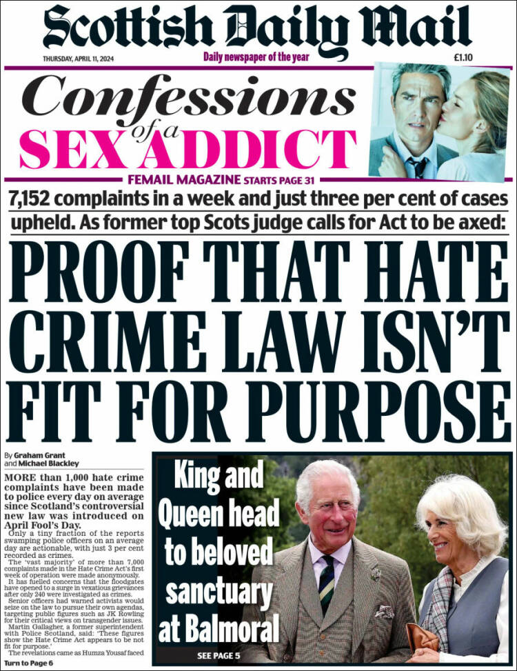 Portada de Scottish Daily Mail (Reino Unido)