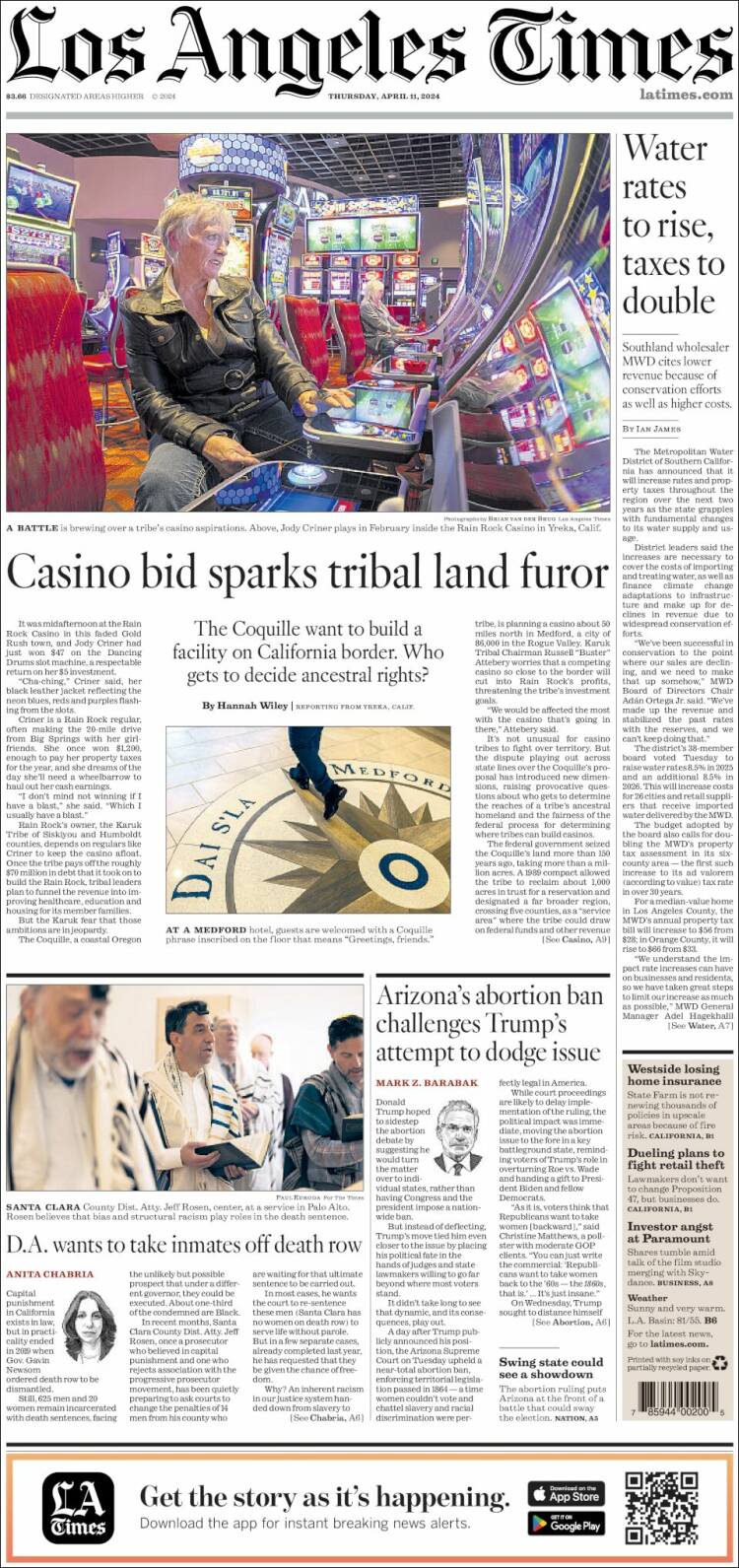 Portada de Los Angeles Times (USA)