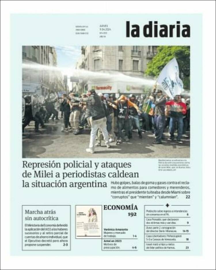 Portada de La Diaria (Uruguay)
