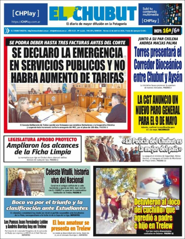 Portada de El Chubut (Argentina)