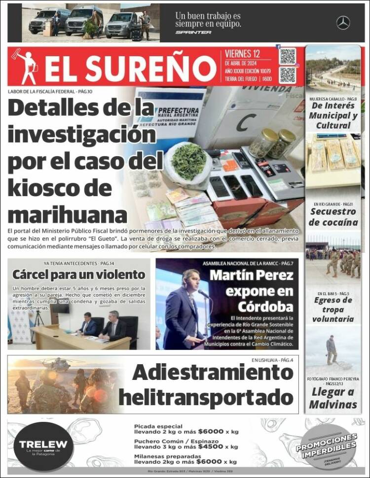 Portada de Diario El Sureño (Argentina)