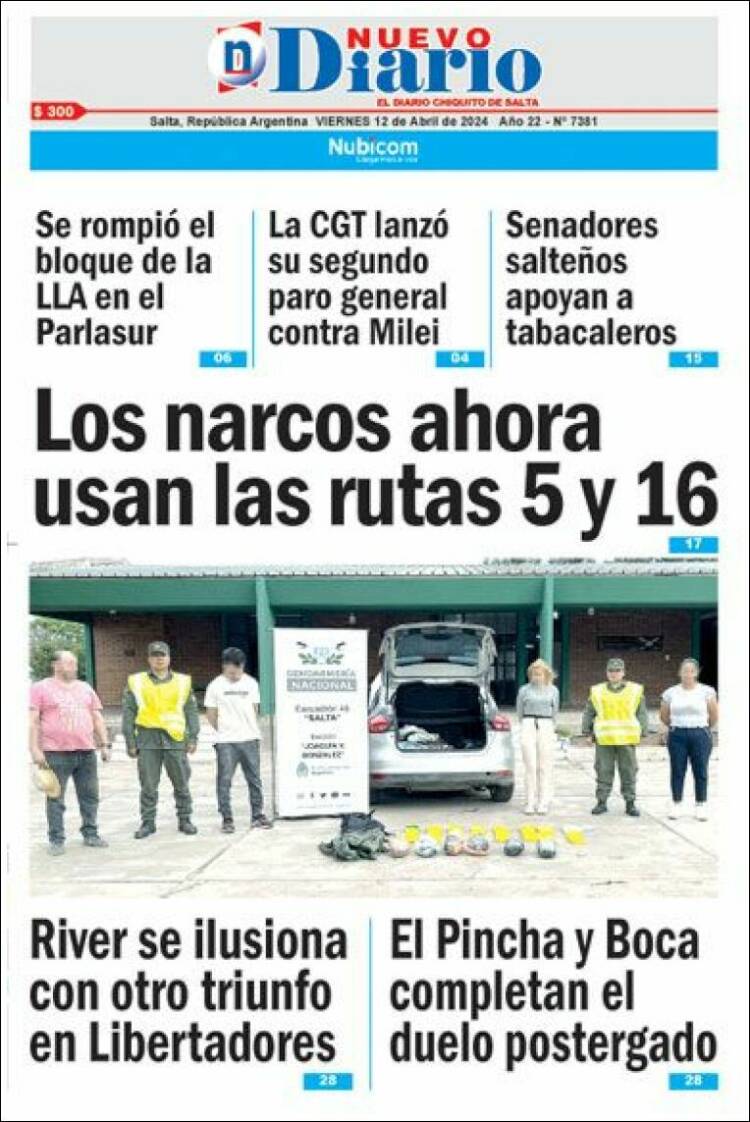 Portada de Nuevo Diario de Salta (Argentina)