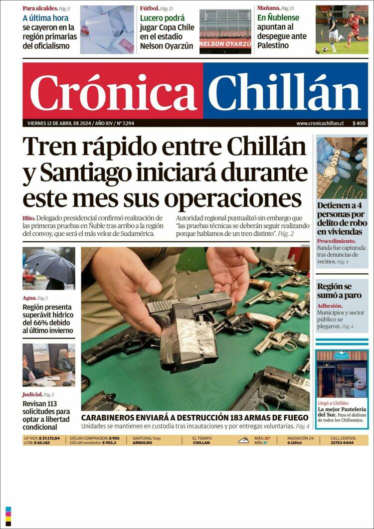 Portada de Crónica Chillán (Chile)
