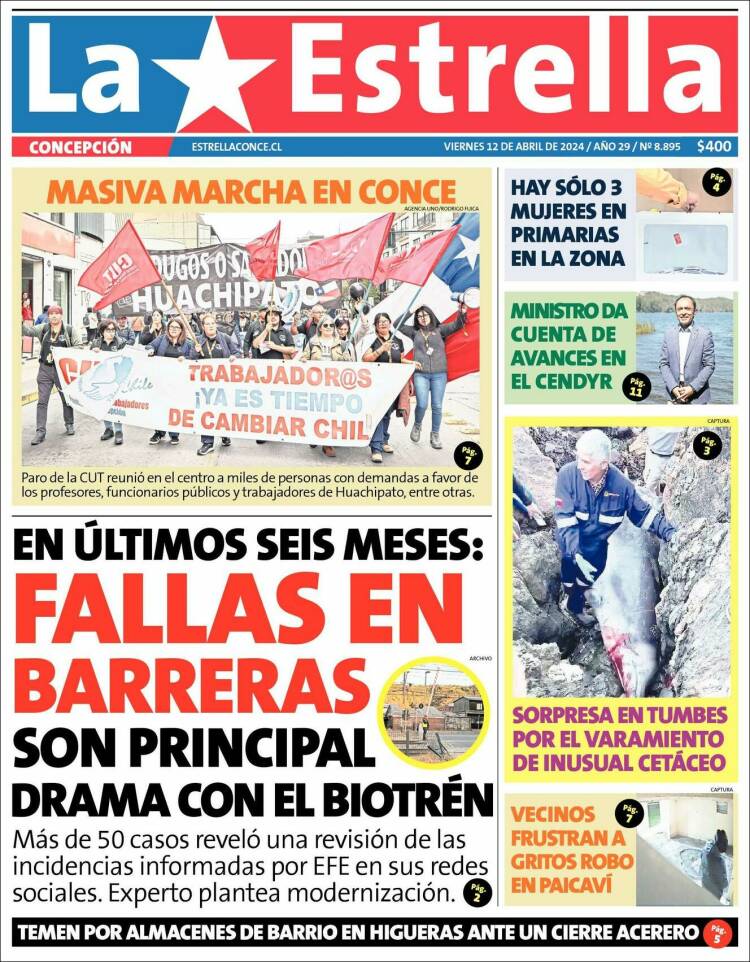 Portada de La Estrella de Concepción (Chile)