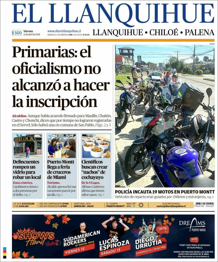 Portada de El Llanquihue (Chile)