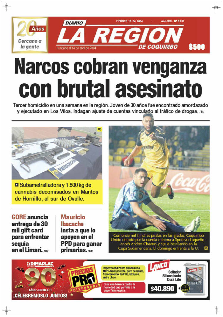 Portada de Diario La Región de Coquimbo (Chile)
