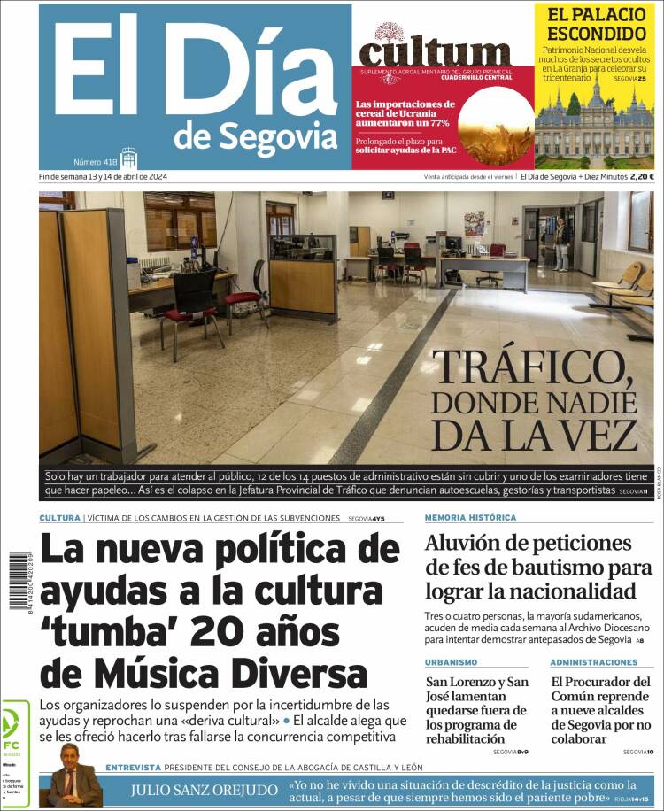 Portada de El Día de Segovia (España)