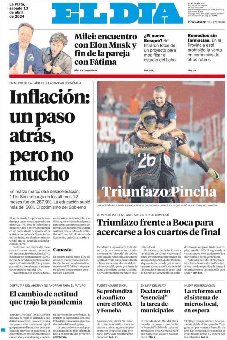 Portada de El Día de la Plata (Argentina)